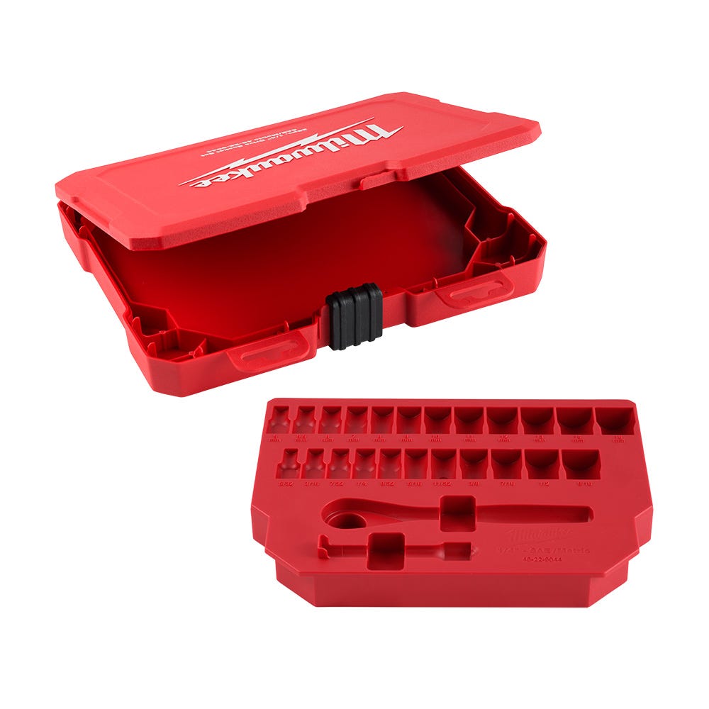 Milwaukee 48-22-9044 25pc 1/4" Drive Metric & SAE Ratchet and Socket Set with Four Flat Sides