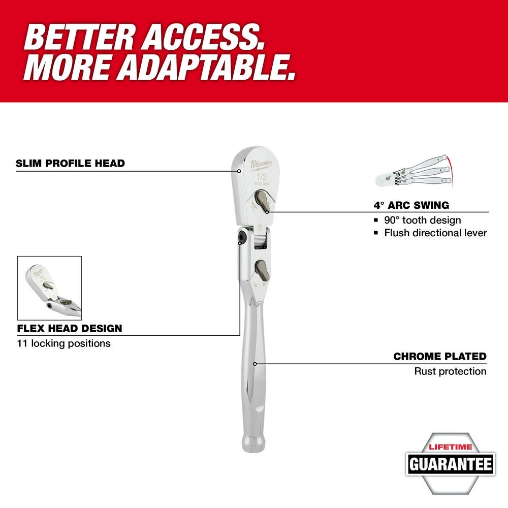 Milwaukee 48-22-9052 1/2" Drive 18" Flex Head Ratchet