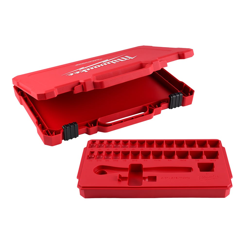 Milwaukee 48-22-9088 29pc 3/8" Drive Metric & SAE Ratchet and Socket Set with Four Flat Sides