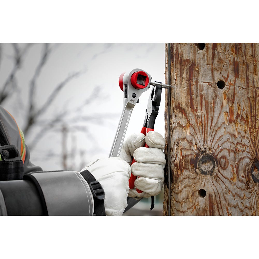 Milwaukee 48-22-9213M Lineman's High-Leverage Ratcheting Wrench with Milled Face