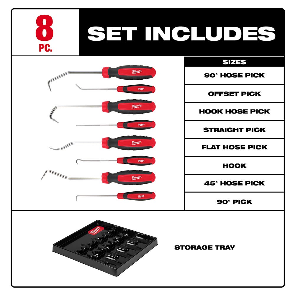 Milwaukee 48-22-9218 8pc Hook & Pick Set – Tool Nut