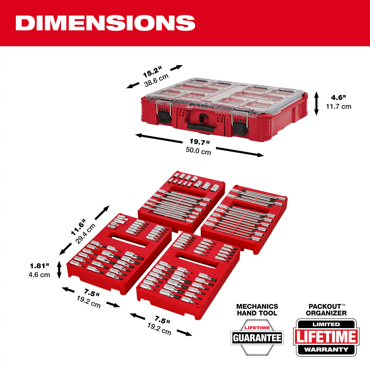 Milwaukee 48-22-9280 106-Piece Bit Socket Set storage case dimensions