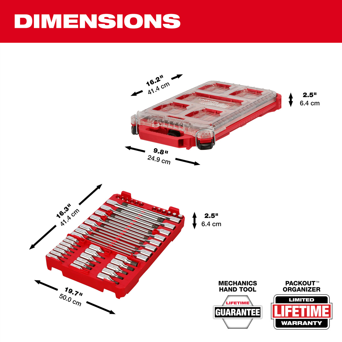 Milwaukee 48-22-9284 46-Piece SAE Hex Bit Socket Set storage case dimensions