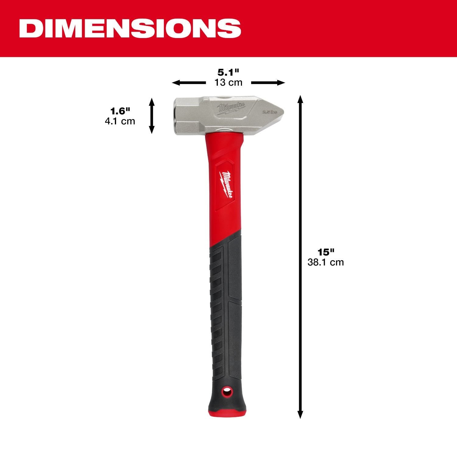 Milwaukee 48-22-9313 2.5lb Fiberglass Cross Peen Hammer