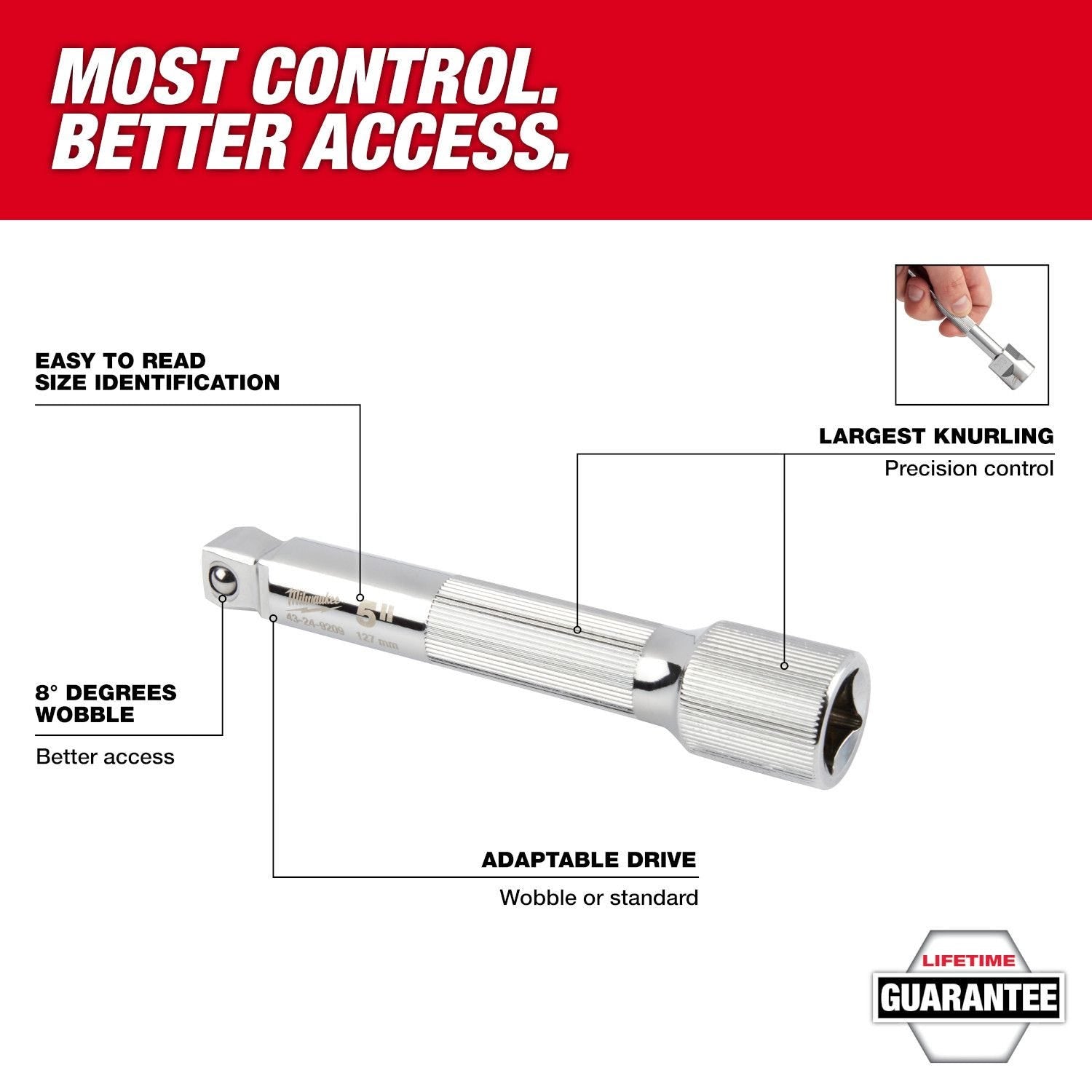 Milwaukee 48-22-9352 3pc 1/2" Drive Wobble Extension Set