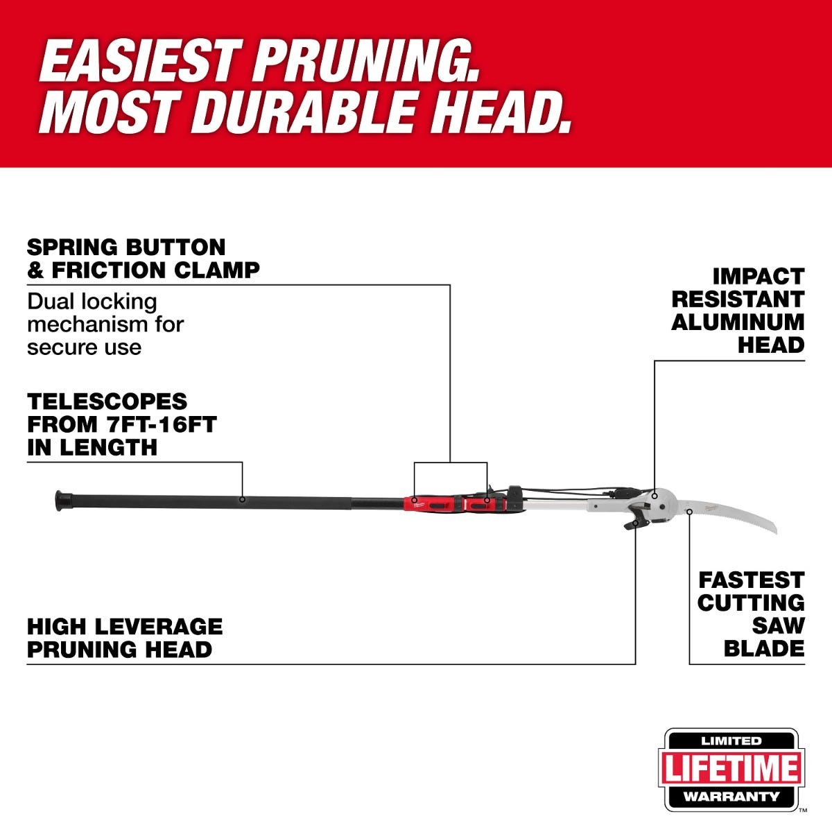 Milwaukee 48-22-9375 16-ft. Pole Saw & Pruner