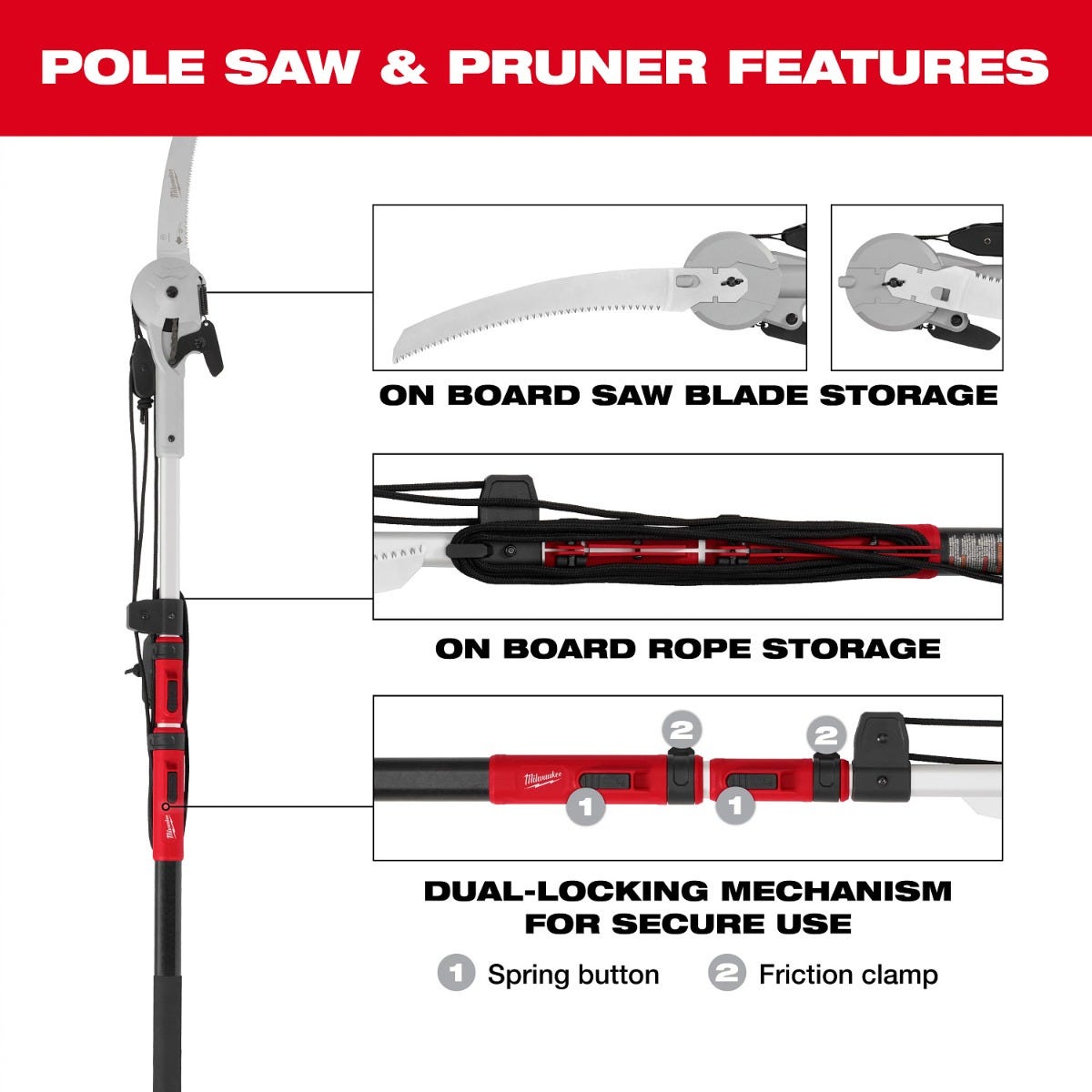 Milwaukee 48-22-9375 16-ft. Pole Saw & Pruner