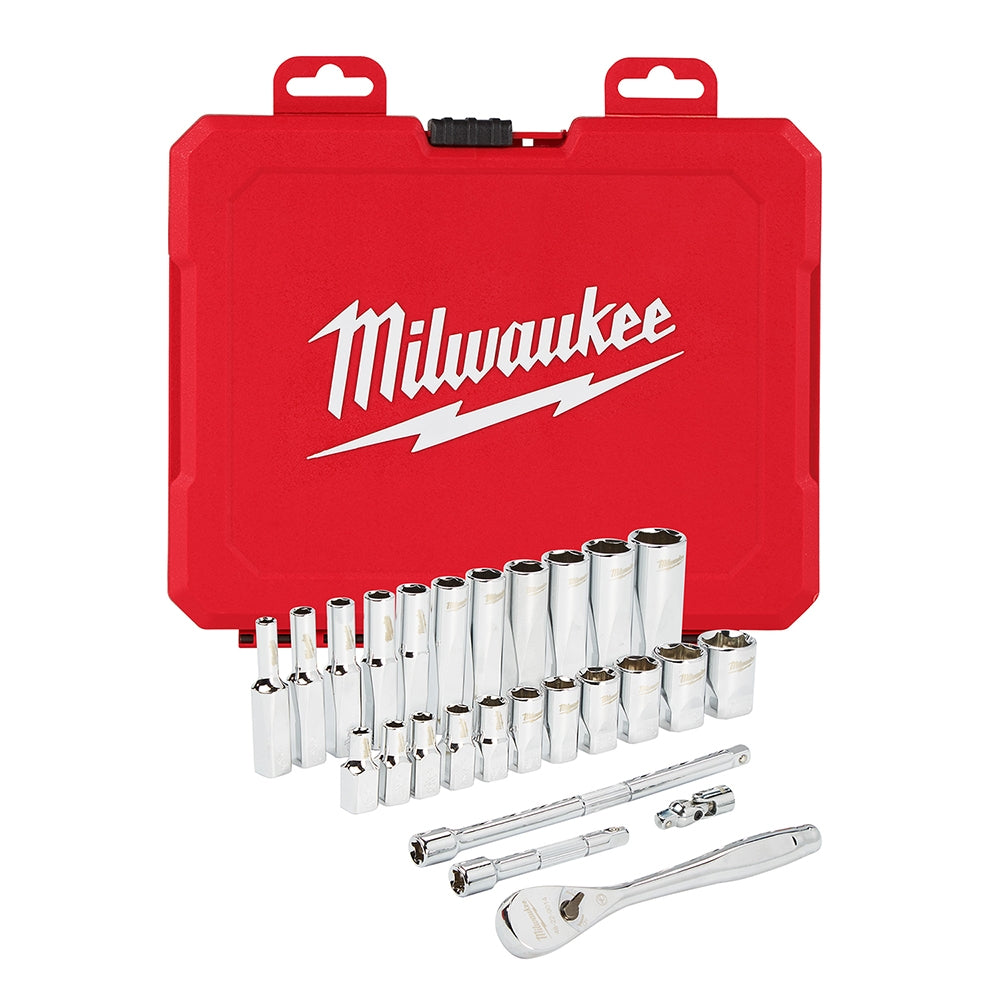 Milwaukee 48-22-9404 1/4" Drive 26-Piece SAE Ratchet & Socket Set