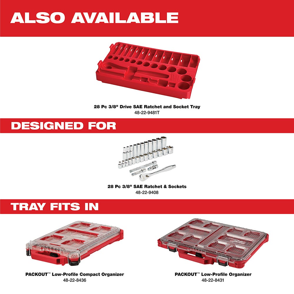 Milwaukee 48-22-9408 3/8" Drive 28-Piece SAE Ratchet & Socket Set