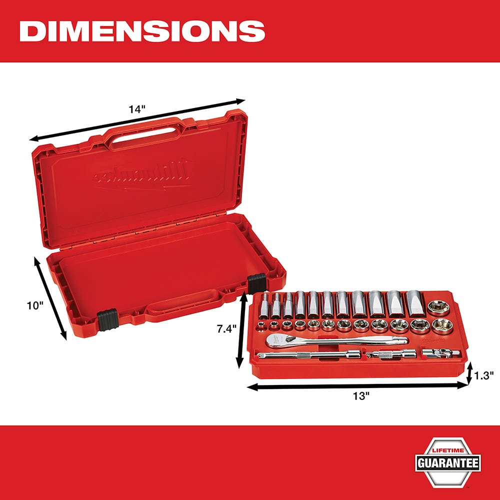 Milwaukee 48-22-9408 3/8" Drive 28-Piece SAE Ratchet & Socket Set