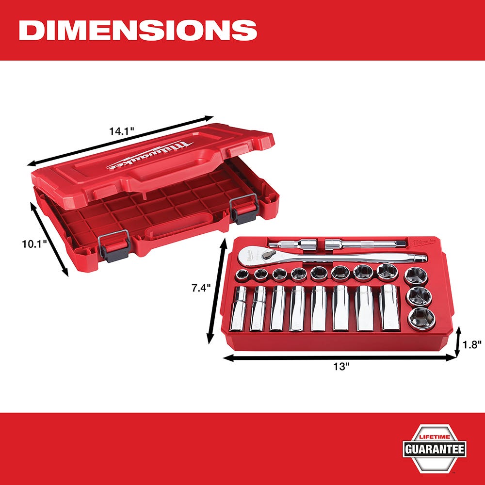 Milwaukee 48-22-9410 1/2" Drive 22-Piece SAE Ratchet & Socket Set