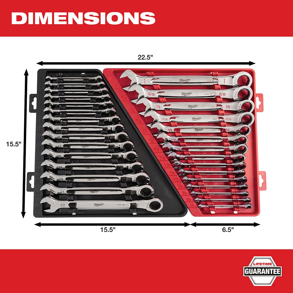 Milwaukee 48-22-9416 15-Piece Ratcheting Combination SAE Wrench Set