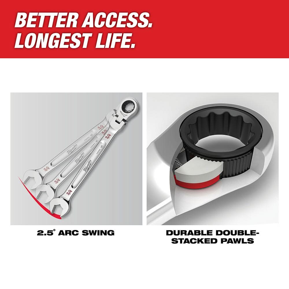 Milwaukee 48-22-9429 SAE Flex Head Combination Wrench, 7-Pieces