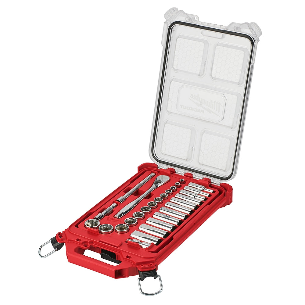 Milwaukee 48-22-9481 3/8” 28-Piece SAE Ratchet and Socket PACKOUT Set