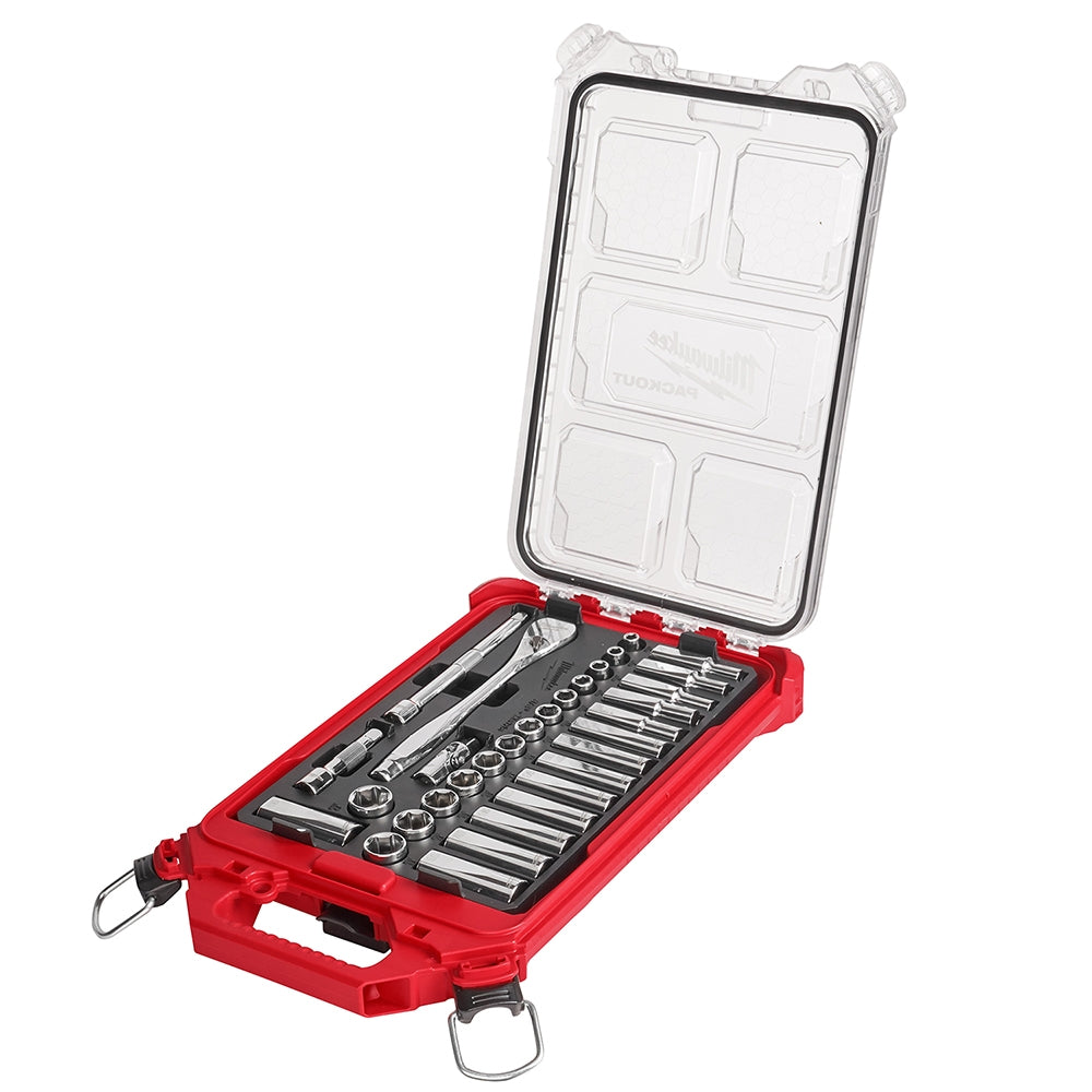 Milwaukee 48-22-9482 32-Piece 3/8” Metric Ratchet and Socket PACKOUT Set