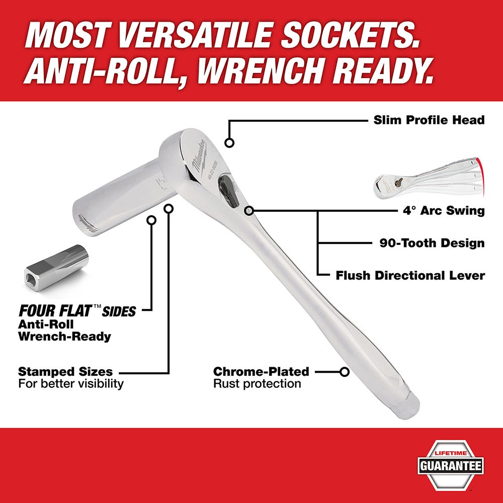 Milwaukee 48-22-9482 32-Piece 3/8” Metric Ratchet and Socket PACKOUT Set