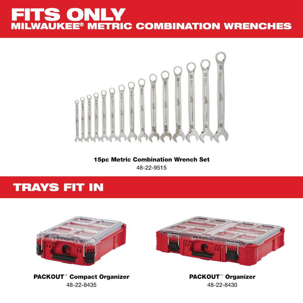 Milwaukee 48-22-9483 15pc Metric Combination Wrench Set with PACKOUT Compact Organizer
