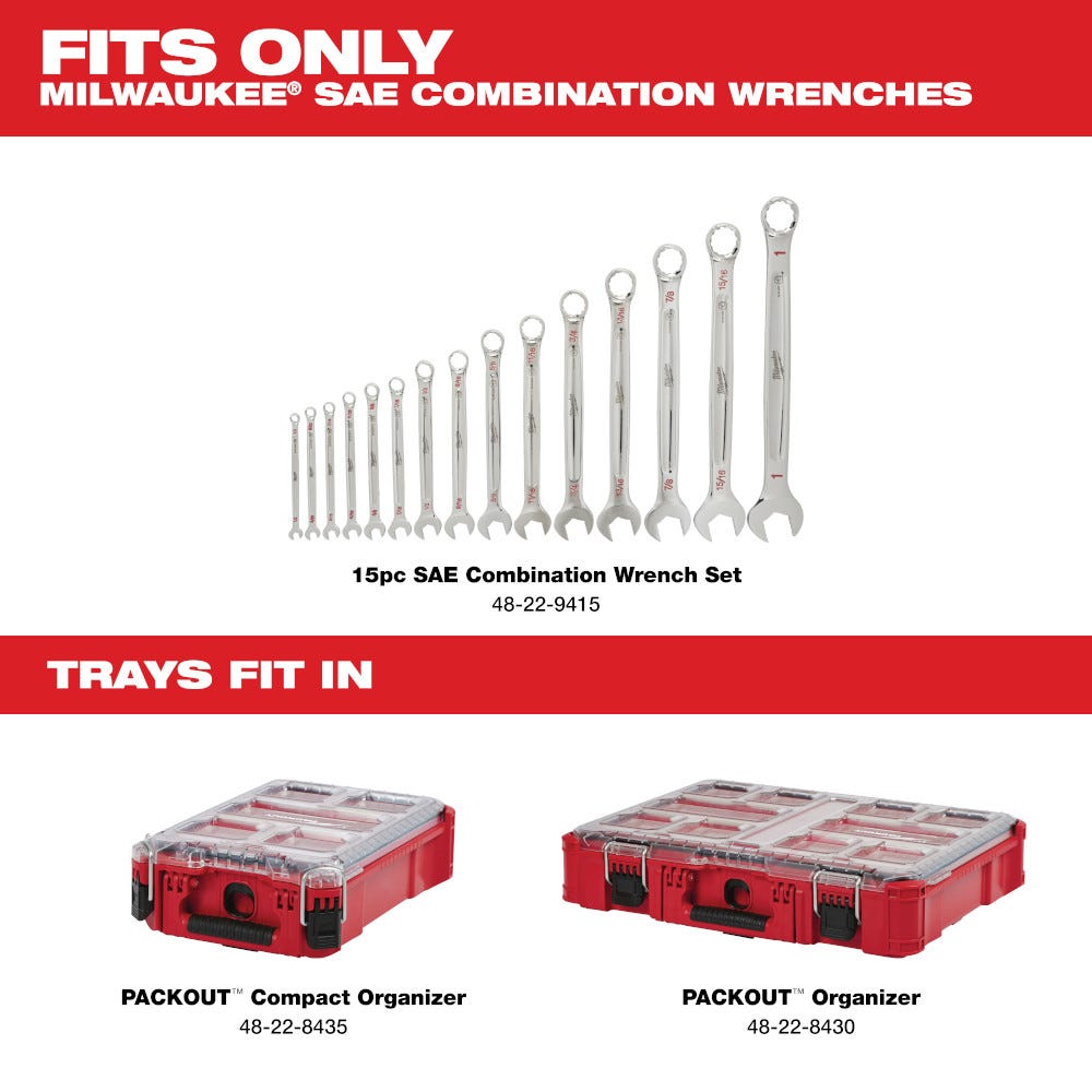 Milwaukee 48-22-9484 15pc SAE Combination Wrench Set with PACKOUT Compact Organizer