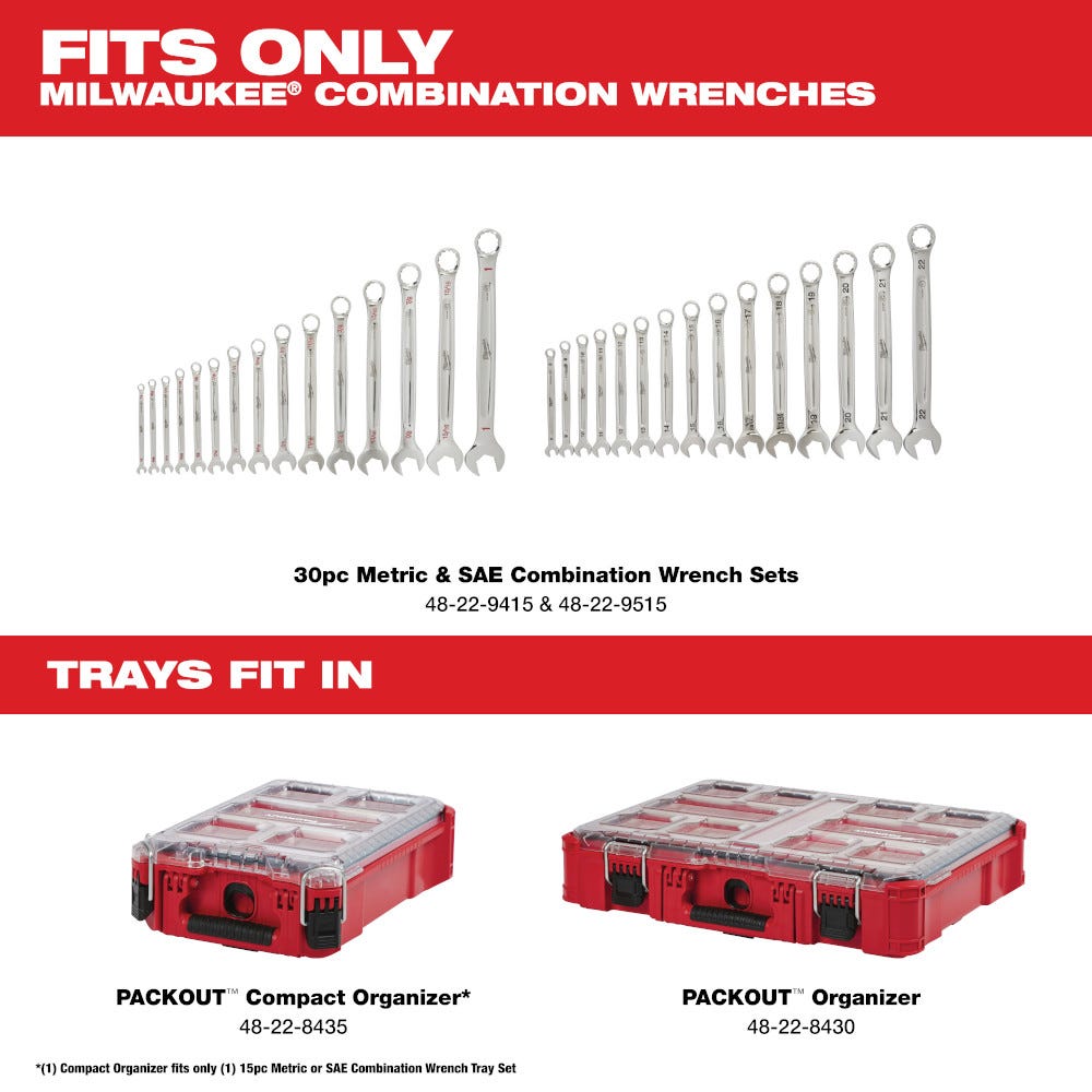 Milwaukee 48-22-9485 30pc Metric & SAE Combination Wrench Set with PACKOUT Organizer