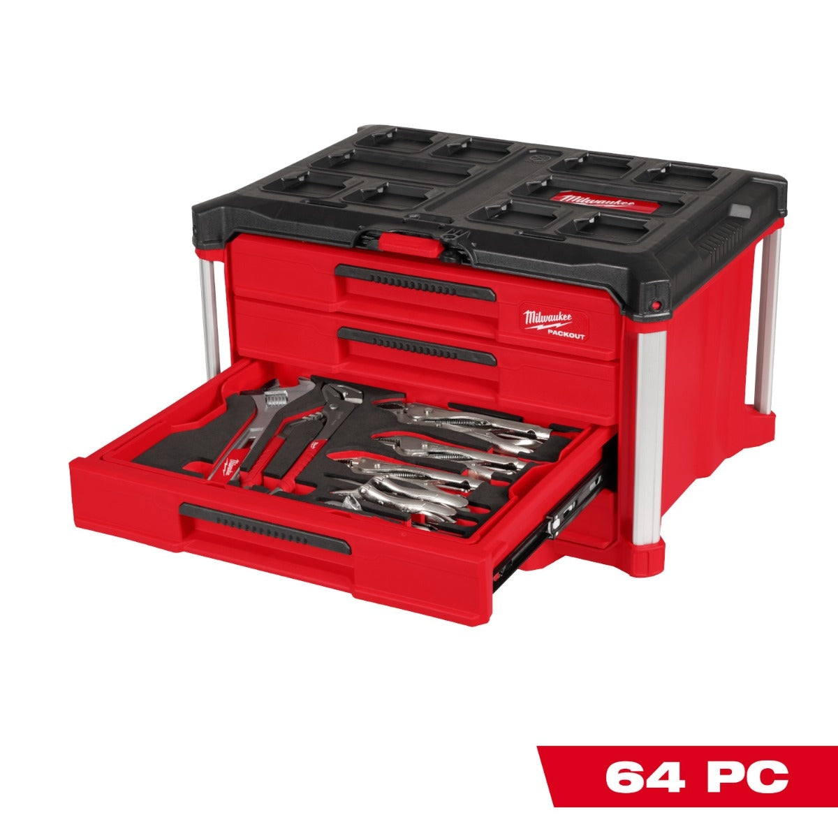 Milwaukee 48-22-9493 64-Piece Hand Tool Set with PACKOUT 4-Drawer