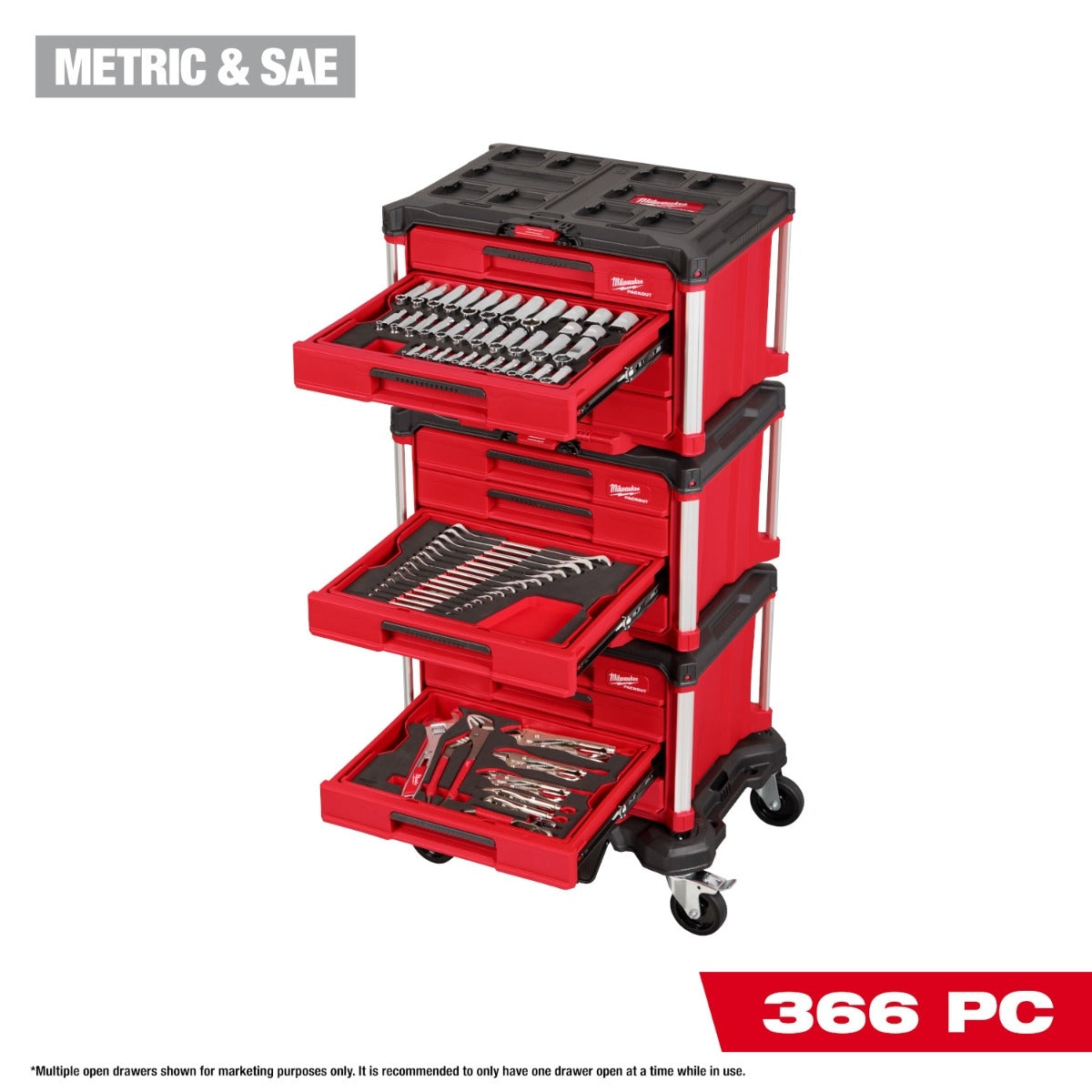 Milwaukee 48-22-9495 366-Piece Master Mechanics Hand Tool Set with PACKOUT Drawers and Dolly