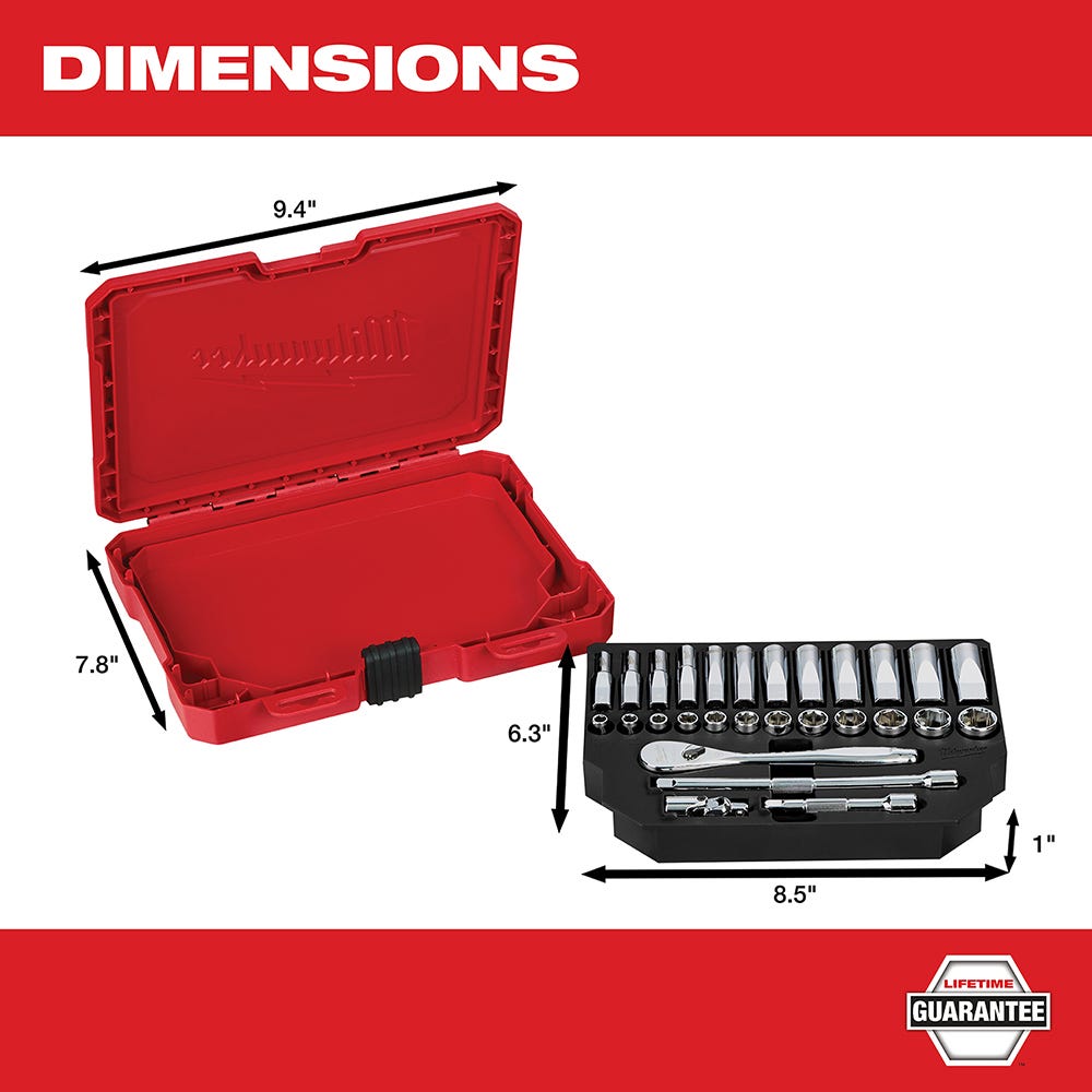 Milwaukee 48-22-9504 1/4" Drive 28-Piece Metric Ratchet & Socket Set