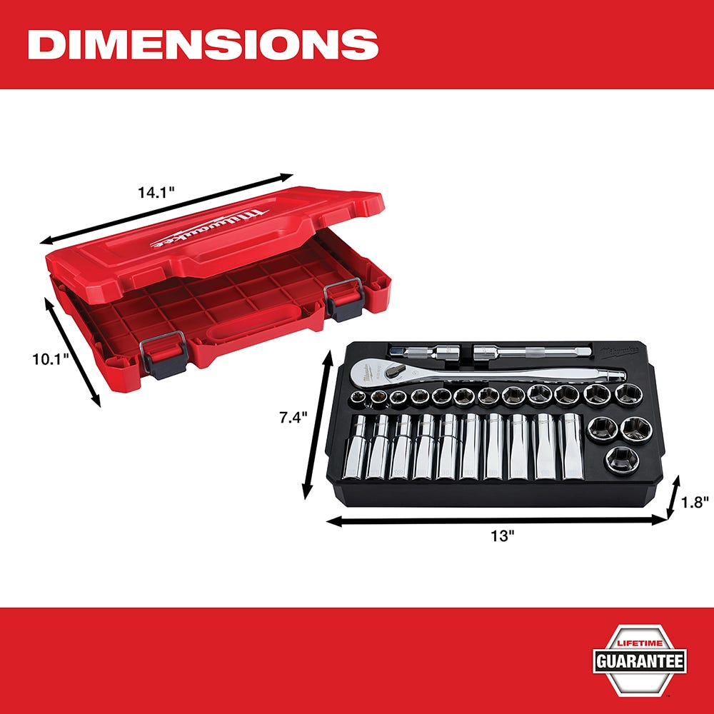 Milwaukee 48-22-9510 1/2" Drive 28-Piece Metric Ratchet & Socket Set