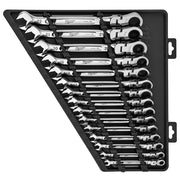 Milwaukee 48-22-9513 Metric Flex Head Ratcheting Combination Wrench, 15-Pieces