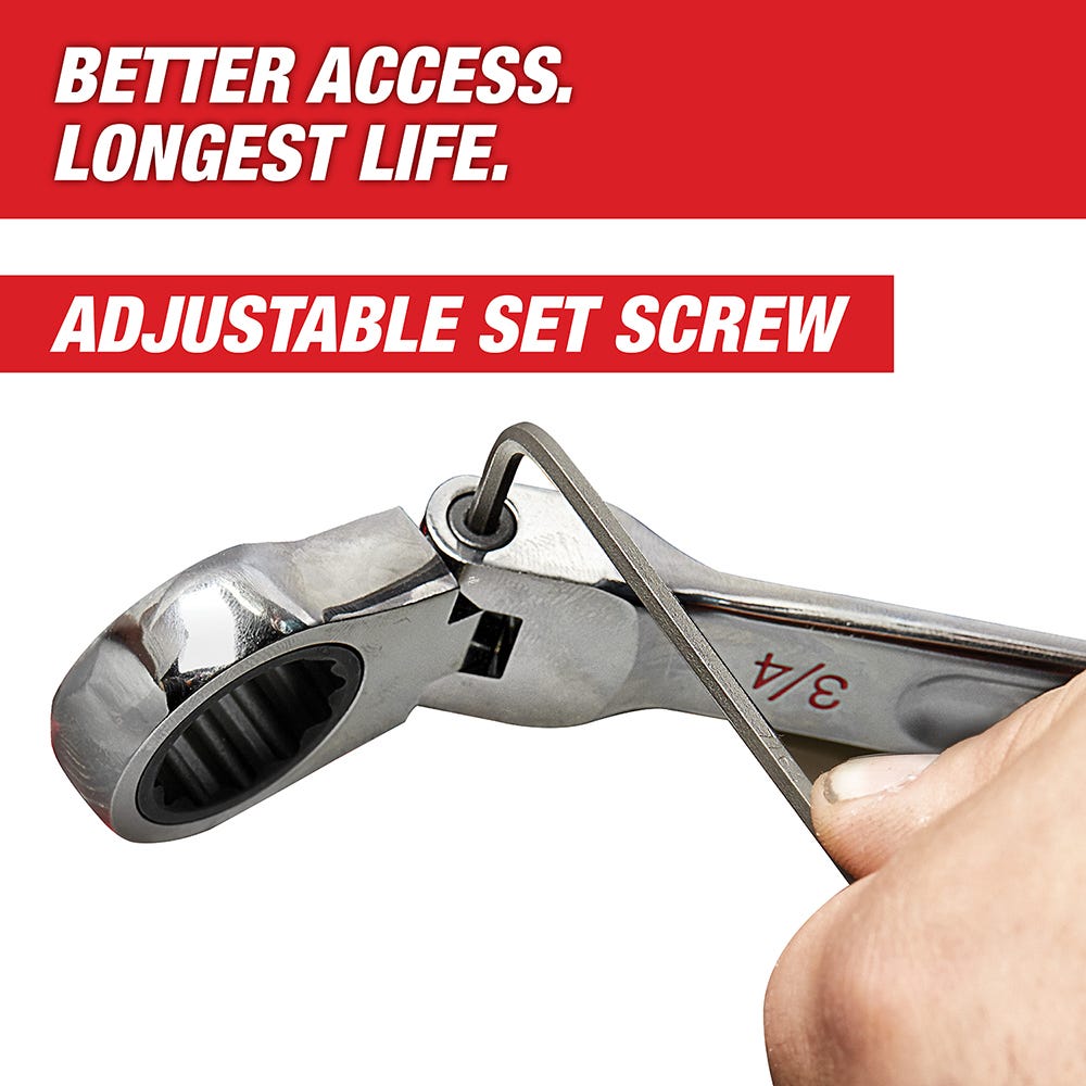 Milwaukee 48-22-9529 Metric Flex Head Ratcheting Combination Wrench, 7-Pieces