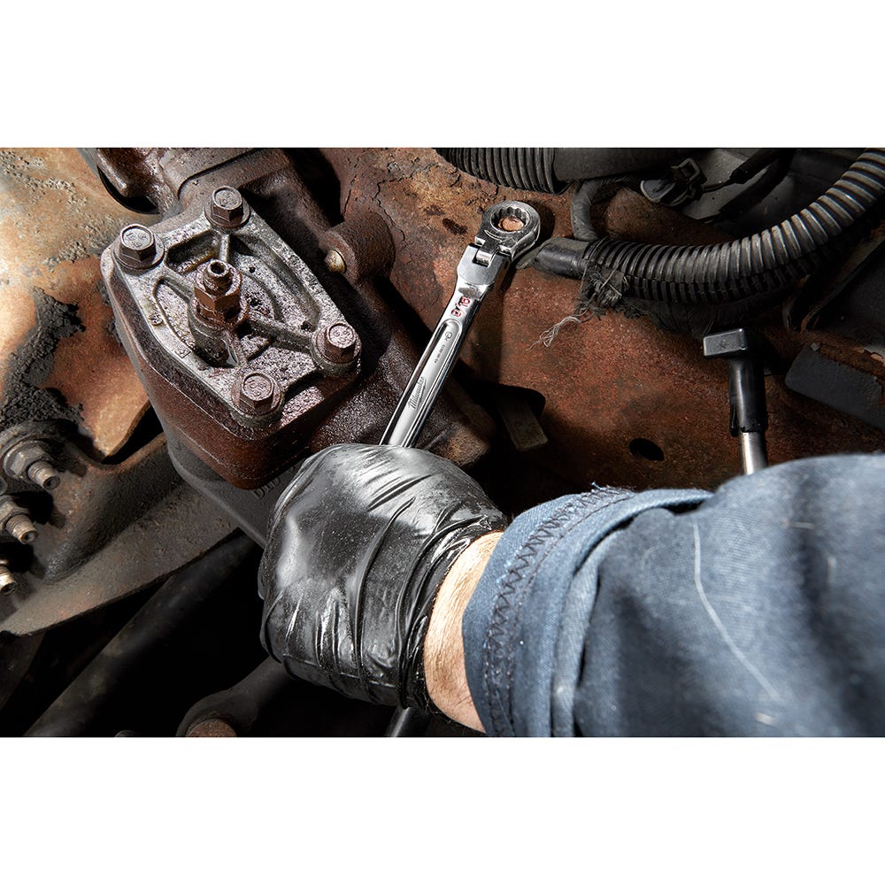 Milwaukee 48-22-9529 Metric Flex Head Ratcheting Combination Wrench, 7-Pieces