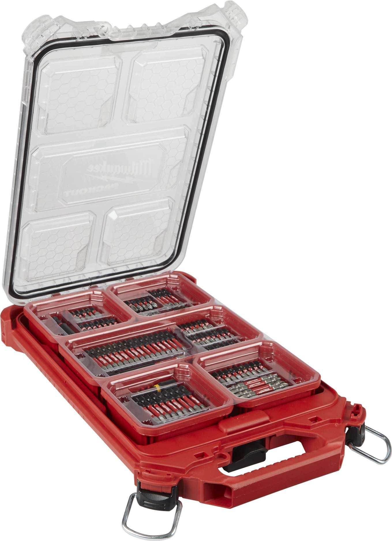 Milwaukee PACKOUT Compact Low-Profile Organizer with 100-Piece SHOCKWAVE Impact Bit PACKOUT Organizer Set