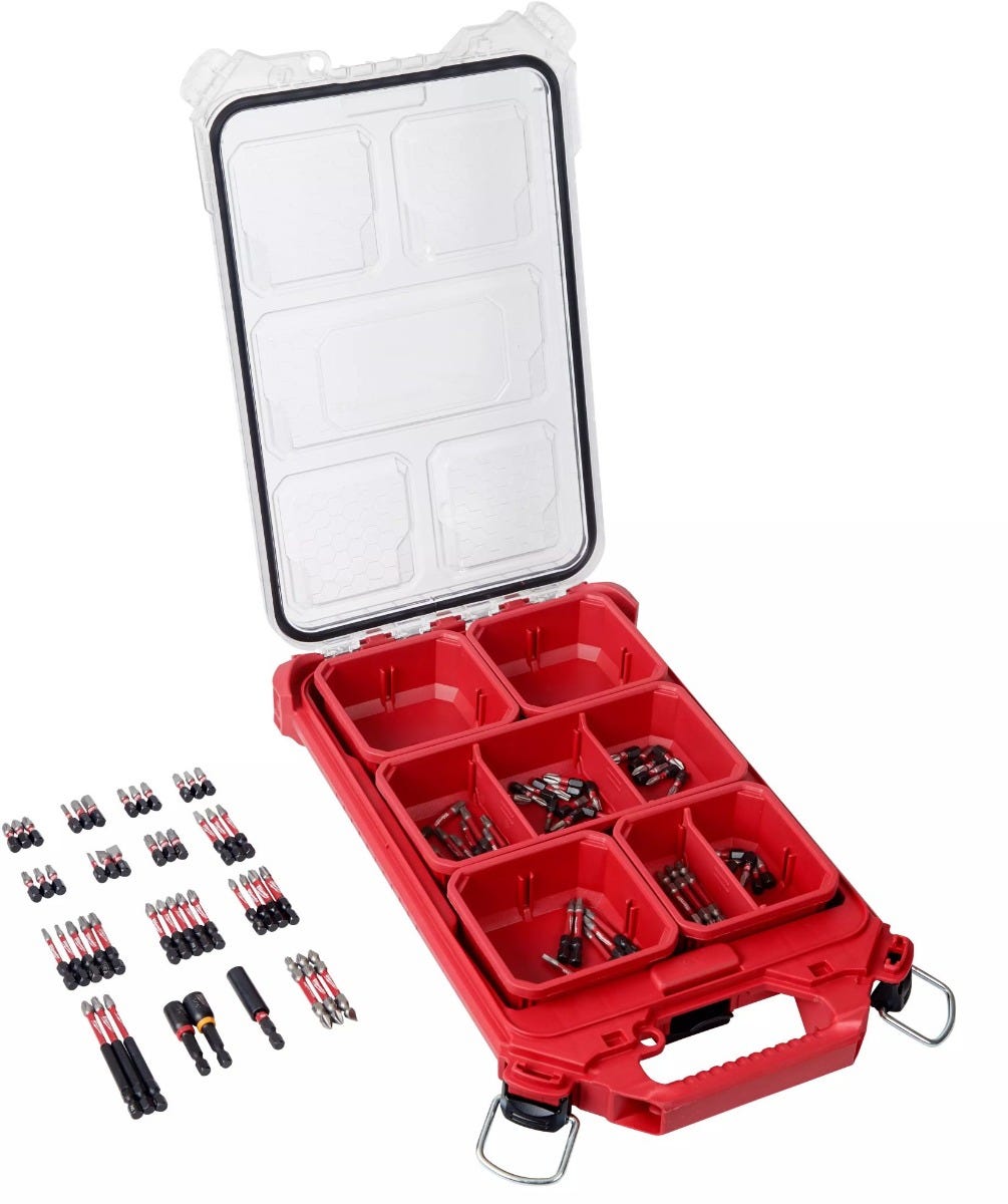Milwaukee 48-32-4082 PACKOUT Organizer + SHOCKWAVE 100-Piece Impact Bit Set