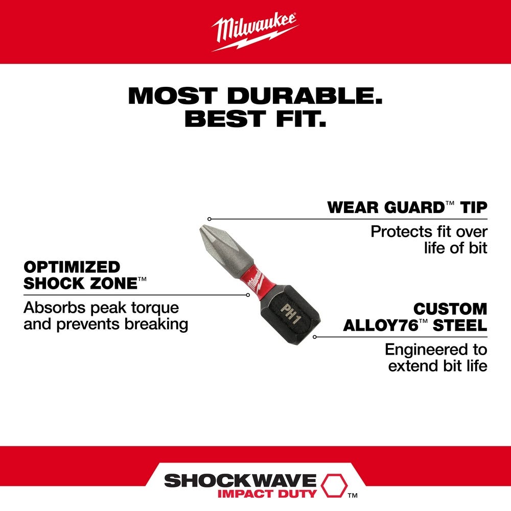 Milwaukee 48-32-4141 Shockwave Impact ECX 1 Insert Bits, 25-Pack