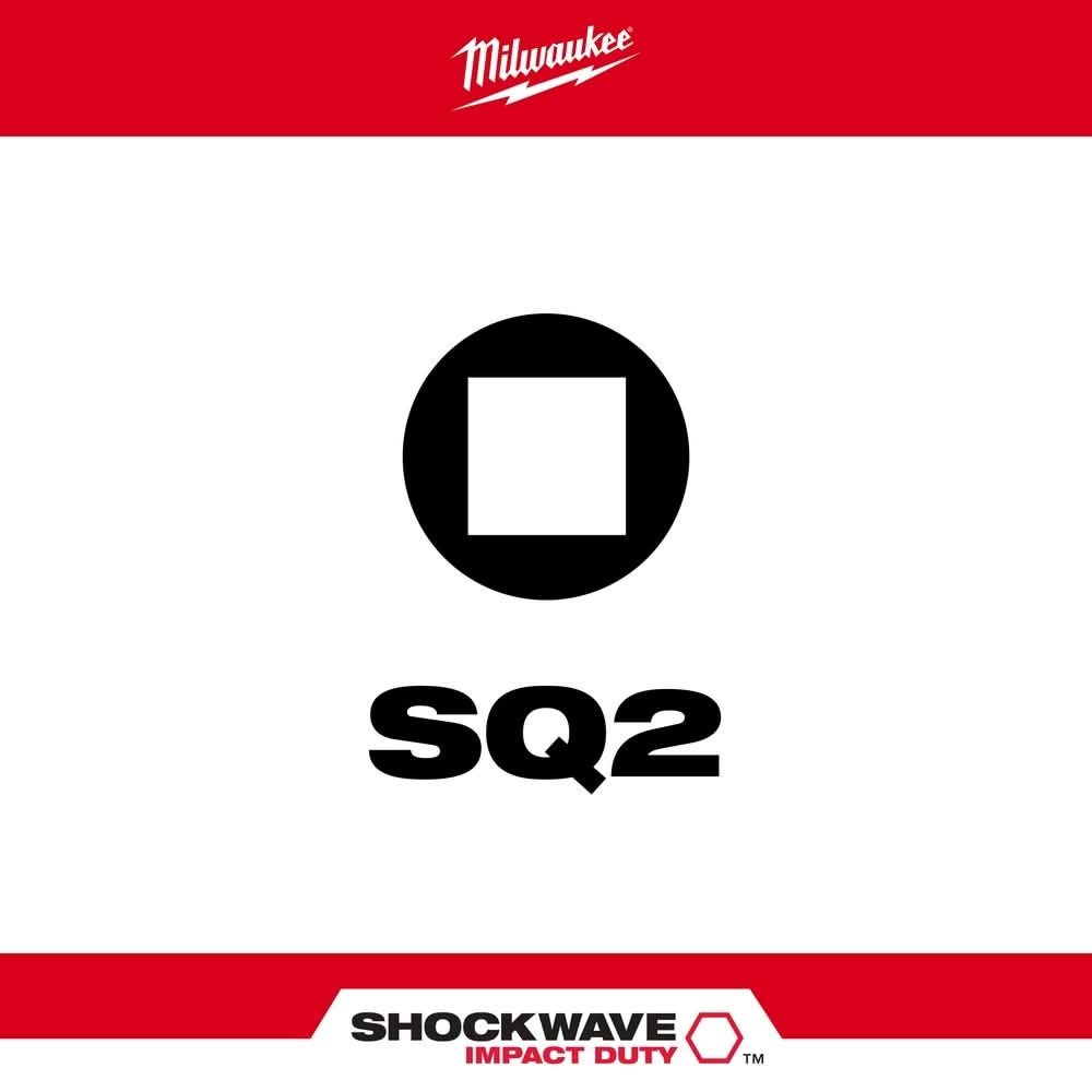 Milwaukee 48-32-4195 SHOCKWAVE 3-1/2" Impact Square Recess #2 Power Bits, 25-Pack