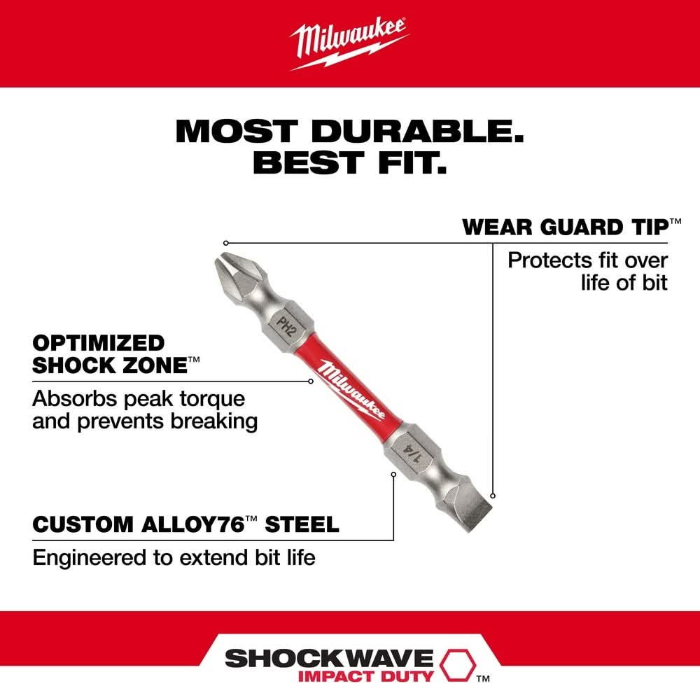 Milwaukee 48-32-4310 Shockwave Ph2/Sl #10 ImpactDouble Ended Bit