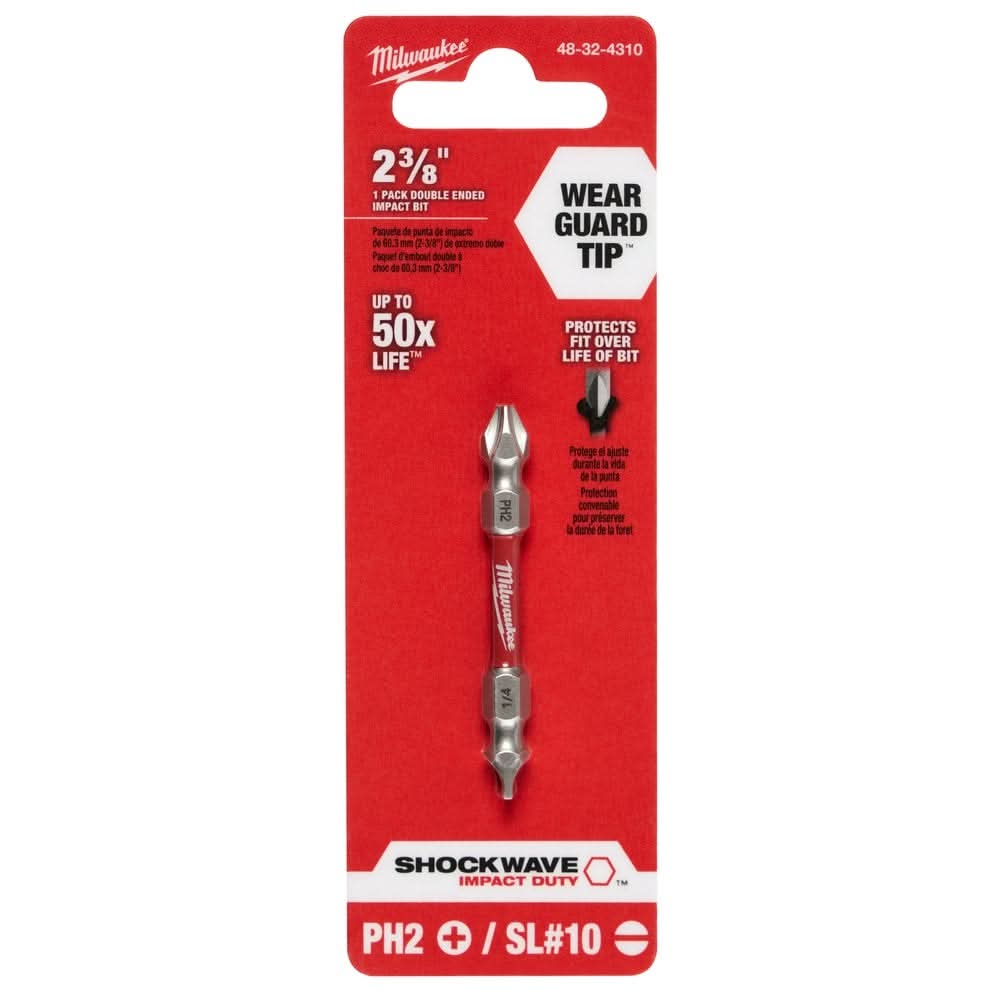 Milwaukee 48-32-4310 Shockwave Ph2/Sl #10 ImpactDouble Ended Bit