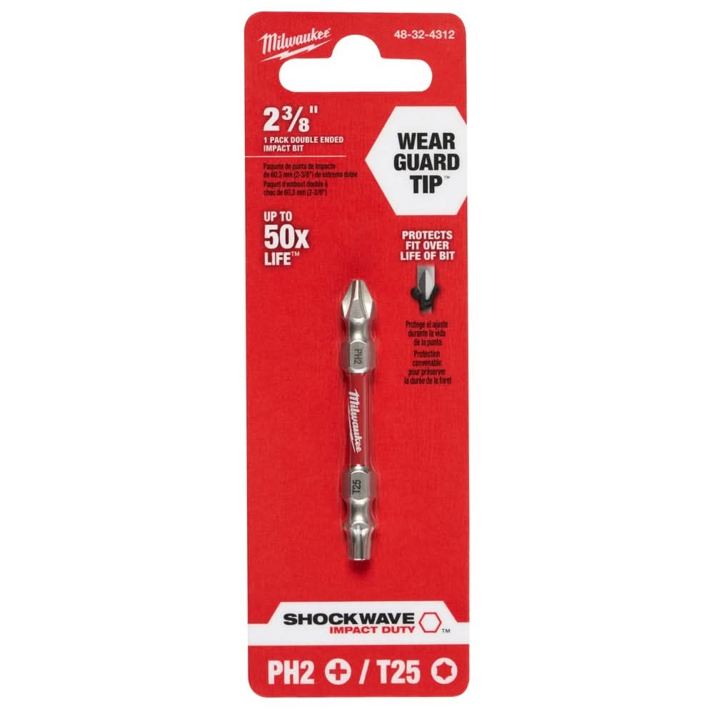 Milwaukee 48-32-4312 Shockwave Ph2/T25 ImpactDouble Ended Bit