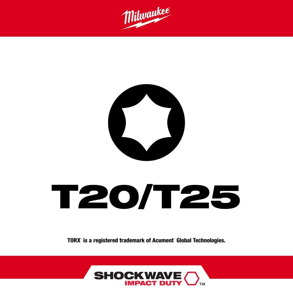 Milwaukee 48-32-4313 Shockwave T20/T25 Impact Double Ended Bit