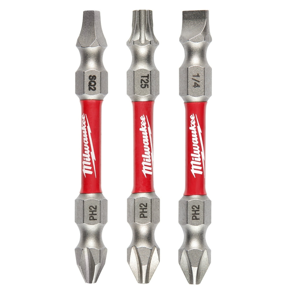 Milwaukee 48-32-4319 SHOCKWAVE Impact Duty PH2/SQ2/T25 Double Ended Bits 3PC