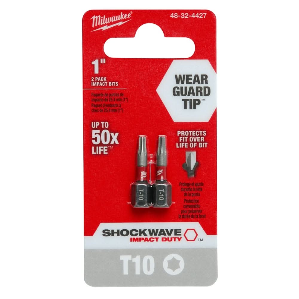 Milwaukee 48-32-4427 Shockwave 1-Inch T10 Impact Bit, 2-Pack
