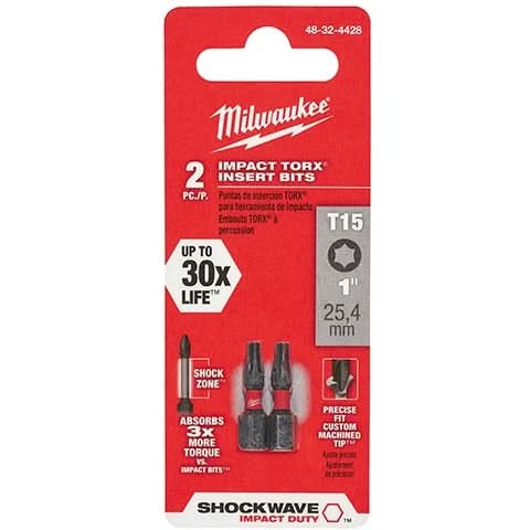 Milwaukee 48-32-4428 Shockwave 1-Inch T15 Impact Bit, 2-Pack