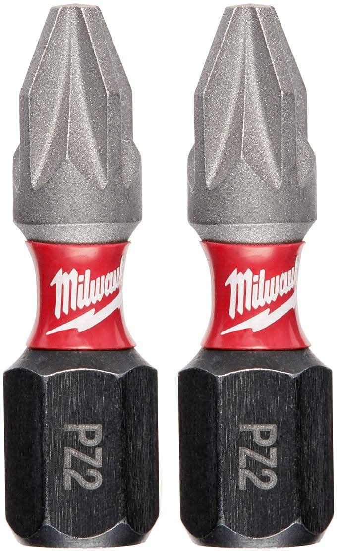Milwaukee 48-32-4432 Shockwave 1-Inch Impact Pozidriv #2Insert Bits, 2-Pack