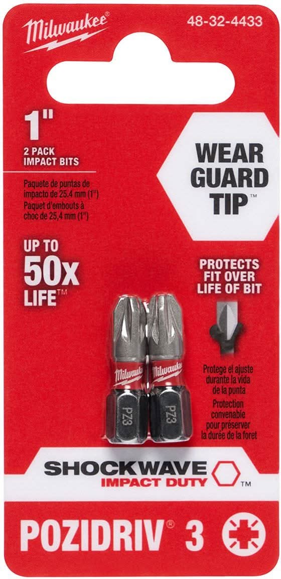 Milwaukee 48-32-4433 Shockwave 1-Inch Impact Pozidriv #3Insert