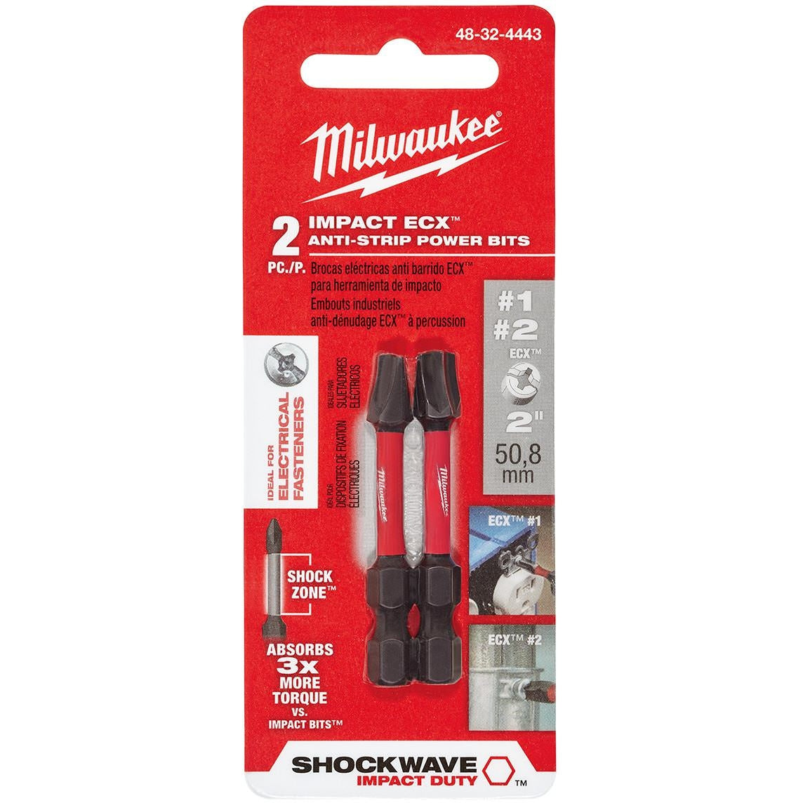 Milwaukee 48-32-4443 Shockwave 2-Inch 2-Piece  Ecx Combo Kit