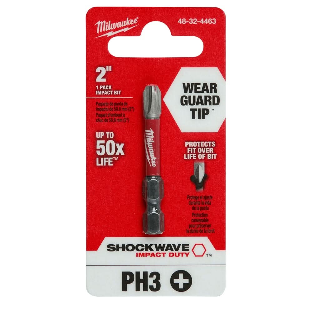 Milwaukee 48-32-4463 #3 Phillips SHOCKWAVE 2" Power Bit
