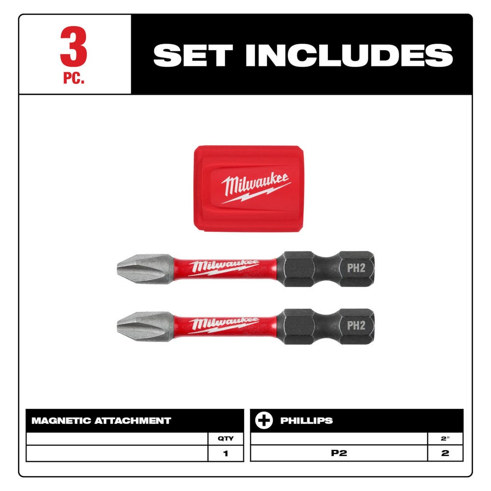 Milwaukee 48-32-4562 SHOCKWAVE 3-1/2 In Impact Phillips No. 2 Bit