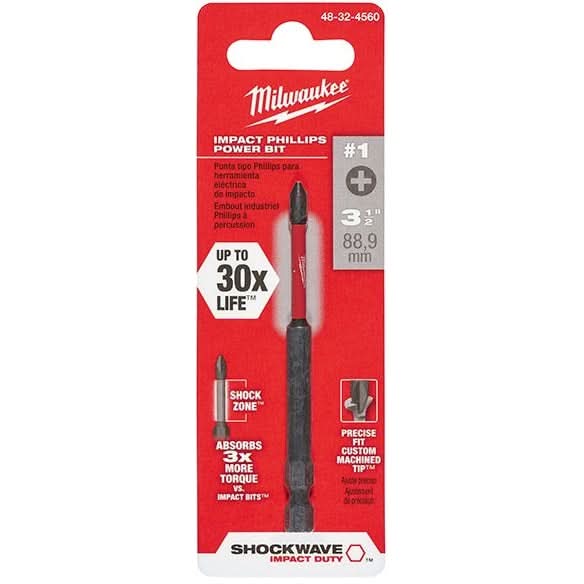 Milwaukee 48-32-4560 Shockwave 3.5-Inch Ph1 Impact Bit