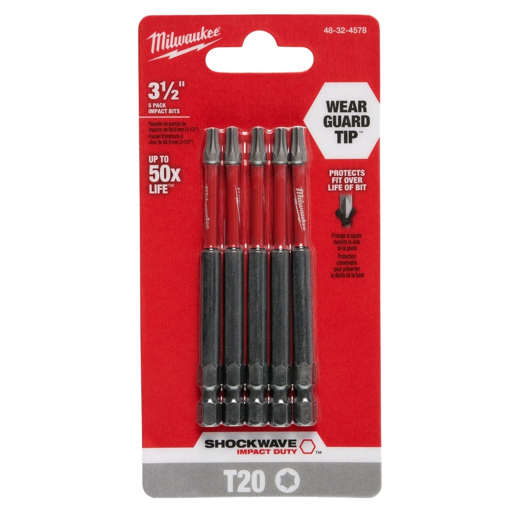 Milwaukee 48-32-4578 Shockwave 3.5" Torx T20 , 5-Pack