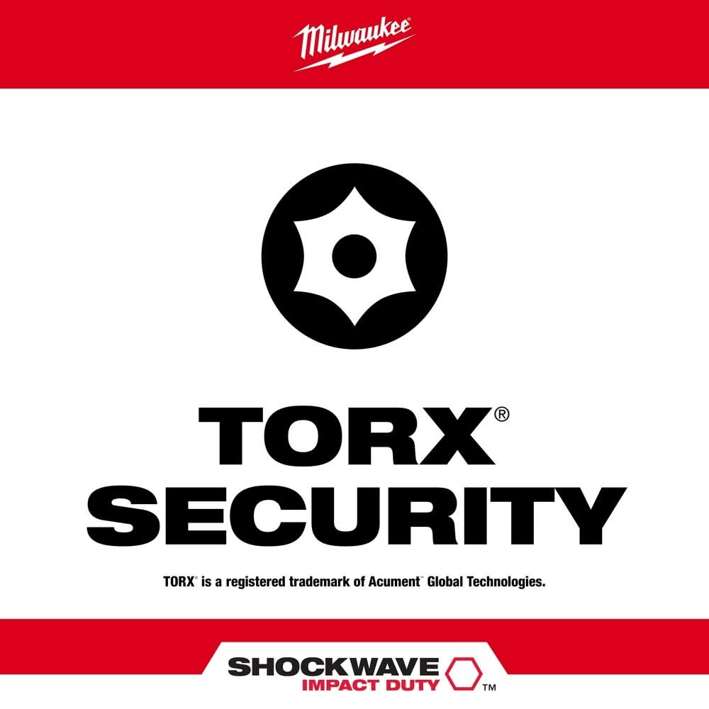 Milwaukee 48-32-4618 10-Piece SHOCKWAVETorx Security Insert Bit