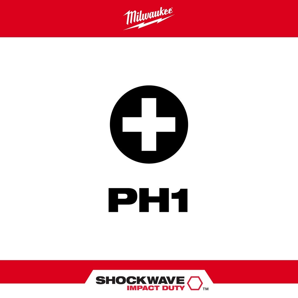 Milwaukee 48-32-4638 Shockwave 2" Phillips PH1 , 5-Pack